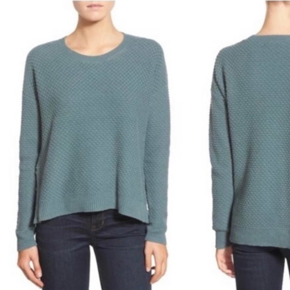 Madewell Sweaters - Madewell Landmark Texture Pullover Sweater in Green with Side Zippers